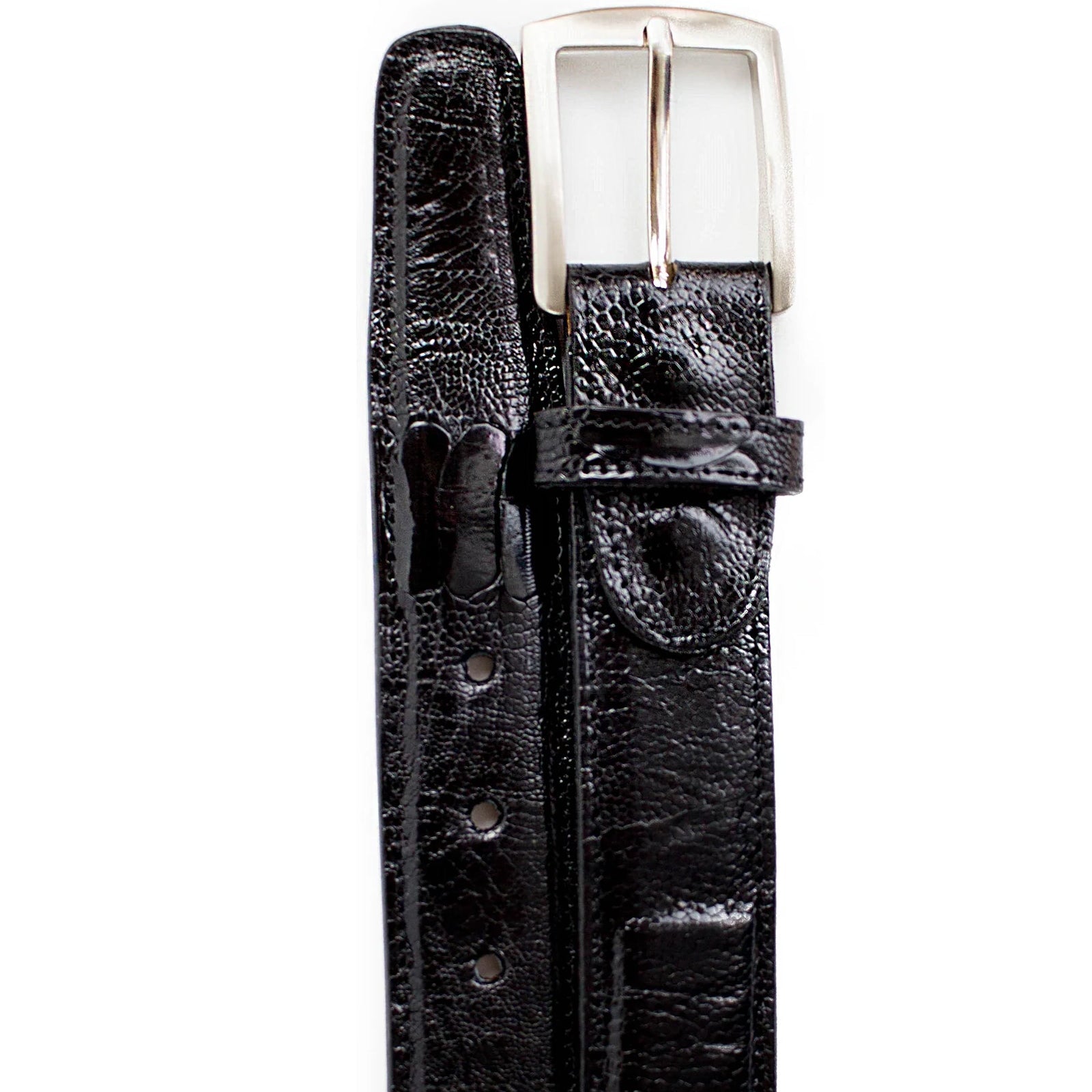 Men's Belvedere Ostrich Leg Black Dress Belt