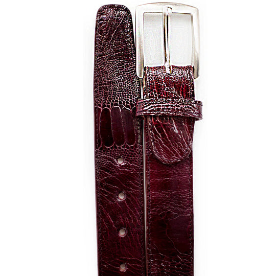 Belvedere Ostrich Leg Dress Belt - Burgundy