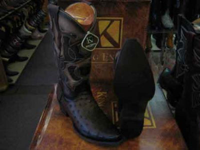 King Exotic Boots Genuine Ostrich Snip Toe Western Cowboy Dress Cowboy Boot Cheap Priced For Sale Online EE+ Brown - Botas De Avestruz
