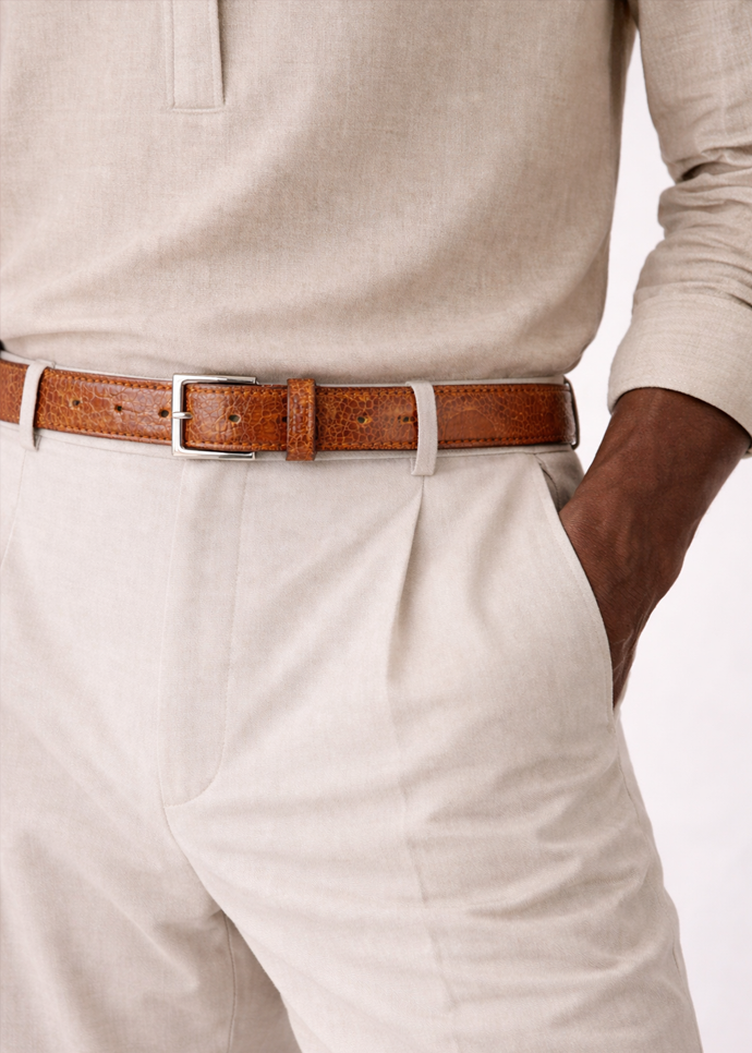 Belvedere Ostrich Leg Belt - Burned Amber Luxury Shoe