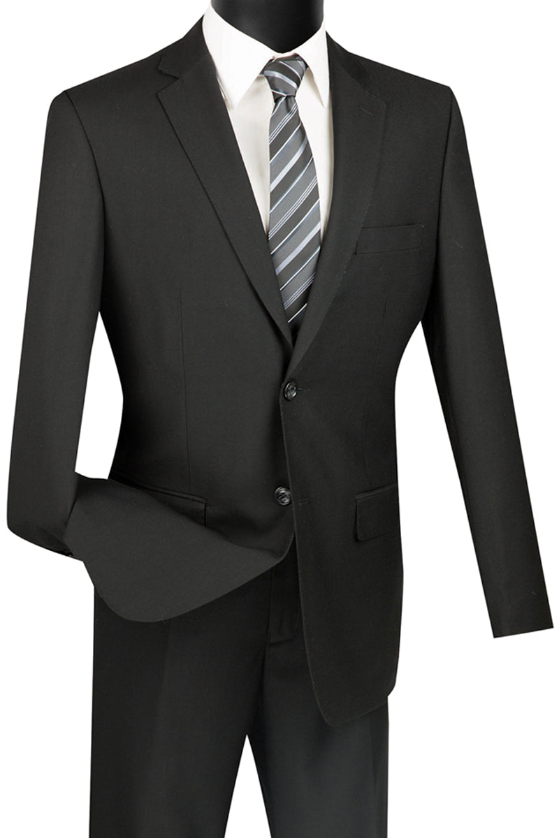 Slim Fit Wool Feel Suit - 2 Button Black