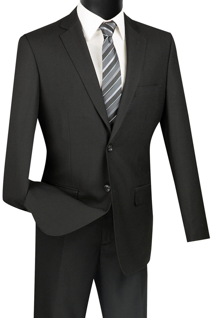 Slim Fit Wool Feel Suit - 2 Button Black