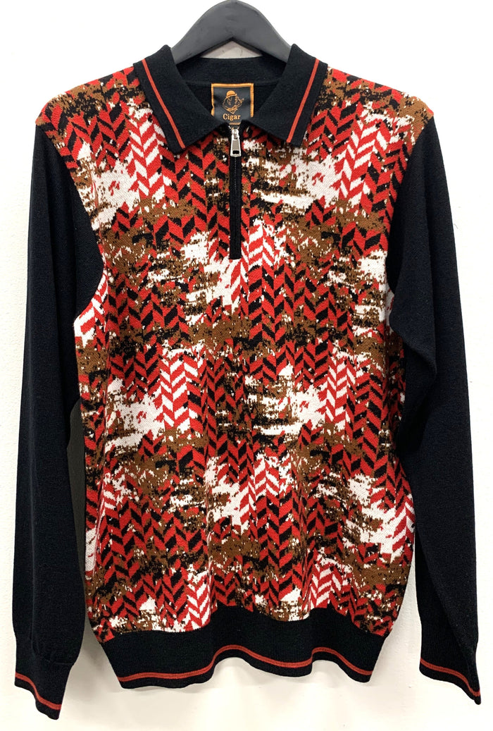 Cigar Couture Black 1/4 Zip Polo Sweater