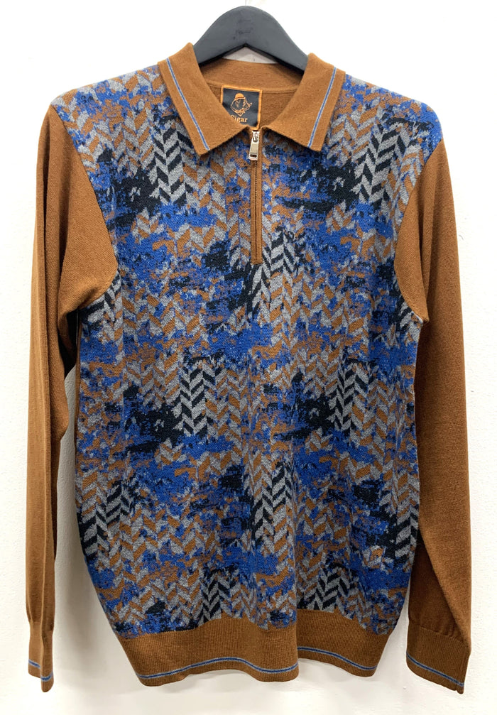Cigar Couture Taupe 1/4 Zip Polo Sweater