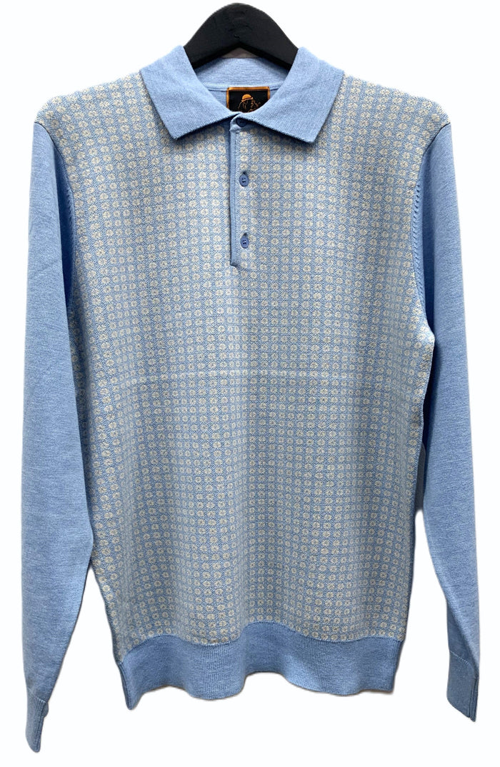 Cigar Couture Sky Blue 3 Button Polo Sweater