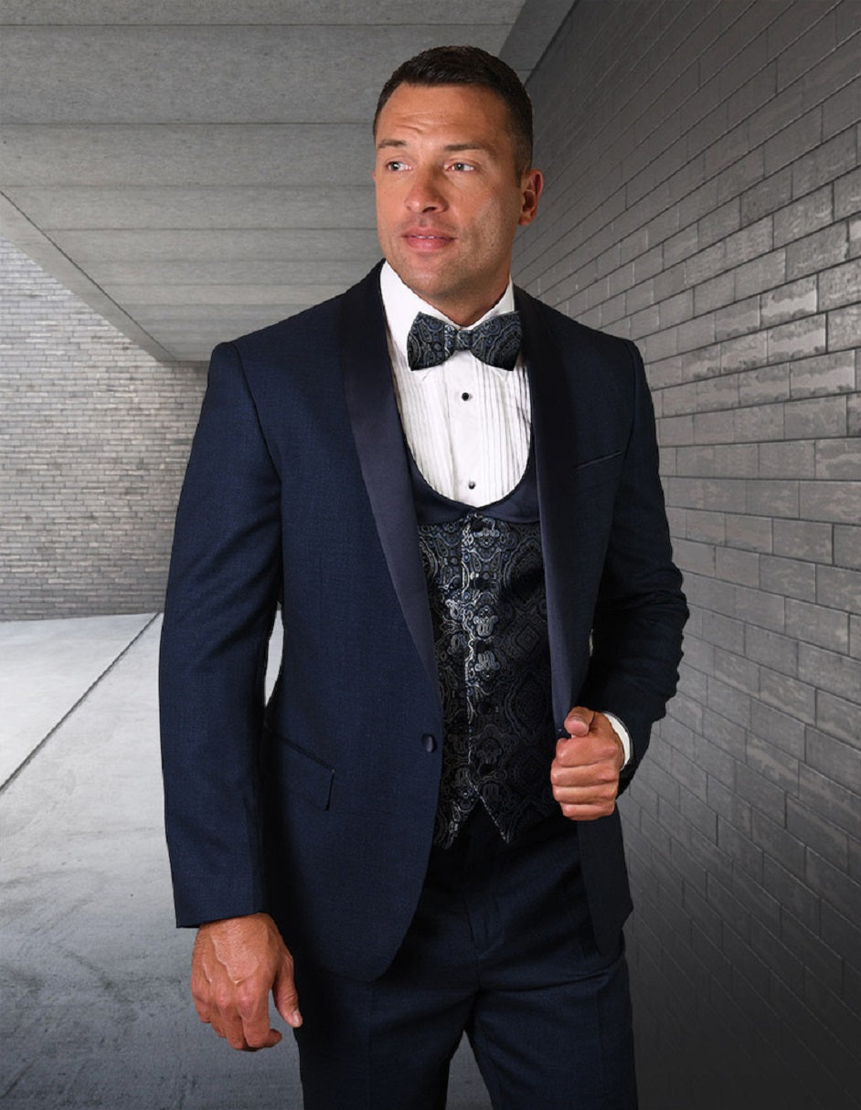 Indigo Shawl Tuxedo & Paisley Vest Set