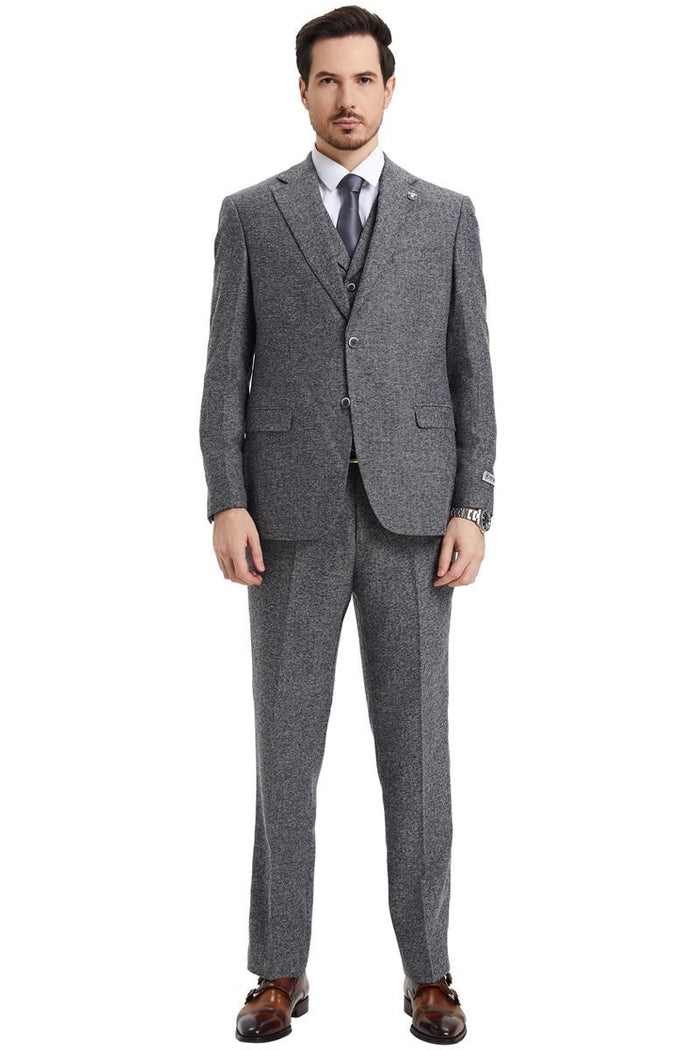 Stacy Adams Vintage Grey Herringbone Tweed Suit
