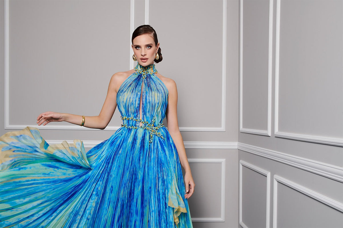 Fouad Sarkis 2822 Embroidered Organza Evening Dress