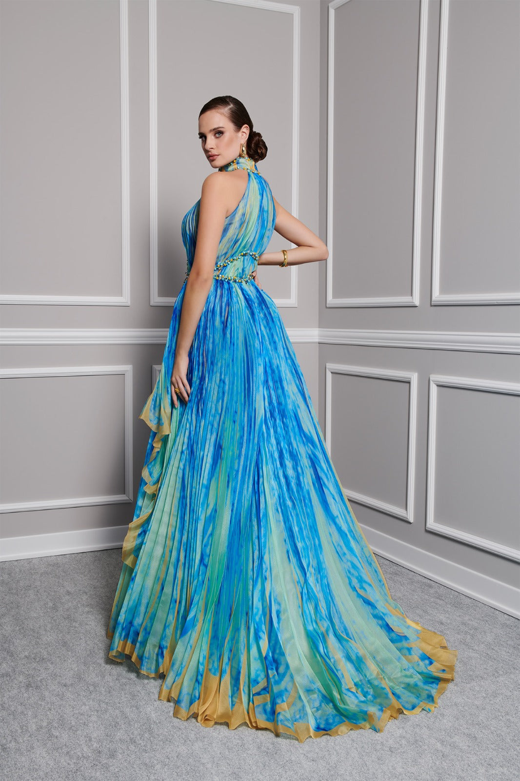 Fouad Sarkis 2822 Embroidered Organza Evening Dress