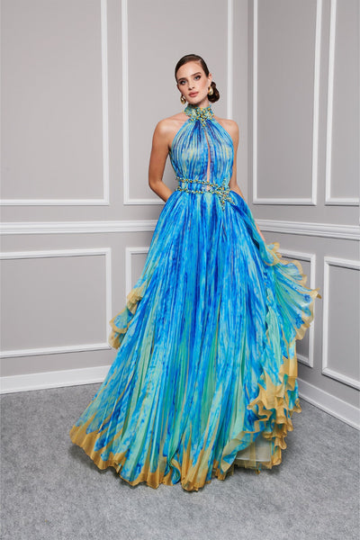 Fouad Sarkis 2822 Embroidered Organza Evening Dress