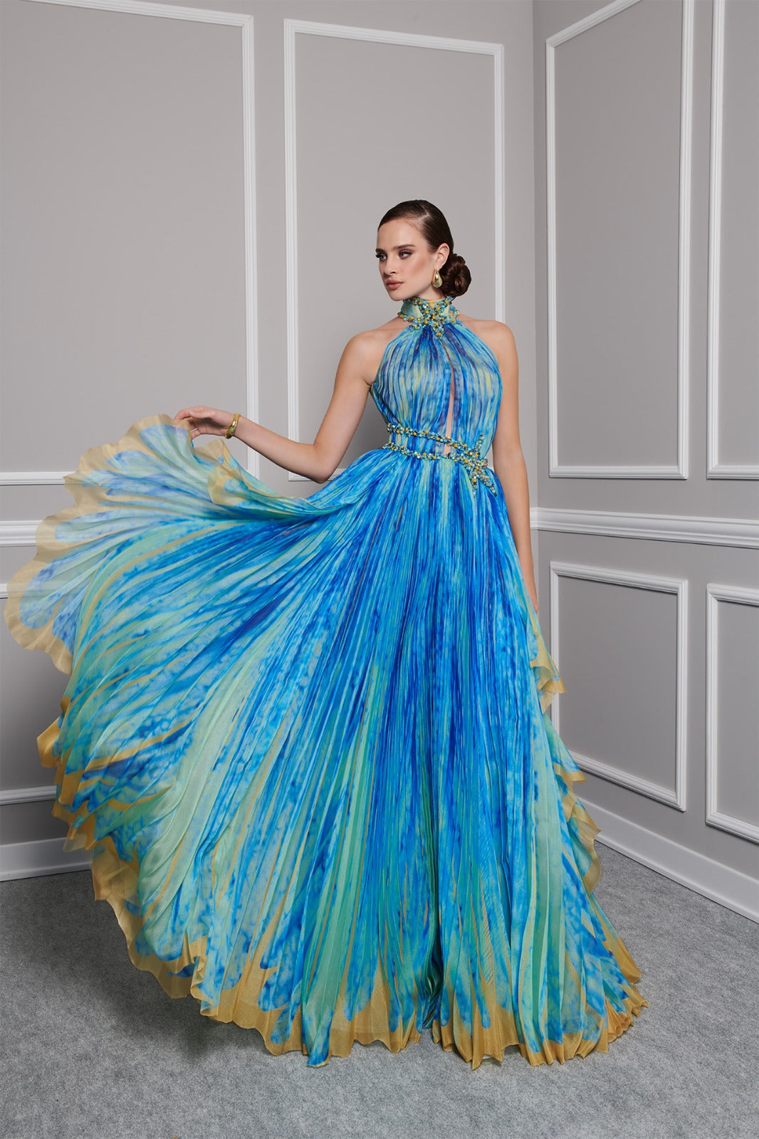 Fouad Sarkis 2822 Embroidered Organza Evening Dress