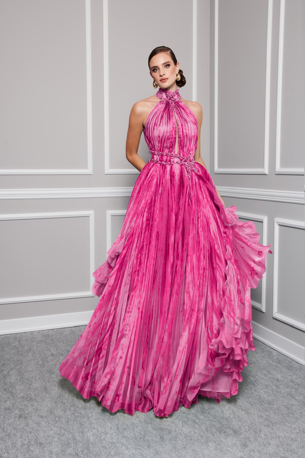 Fouad Sarkis 2822 Embroidered Organza Evening Dress