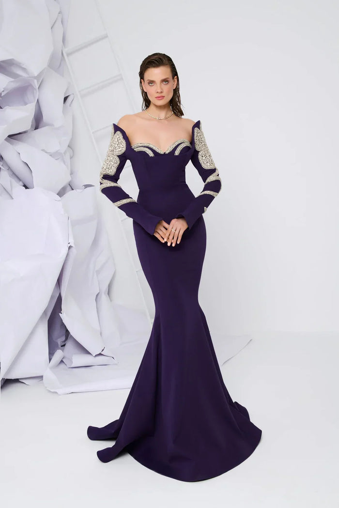 Fouad Sarkis 2858 Strapless Mermaid Gown with Tassel Embellishments