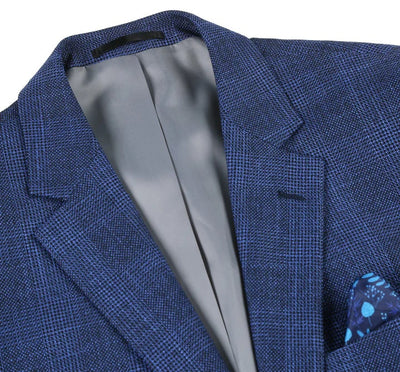 Men's Navy Windowpane Classic Fit Blazer
