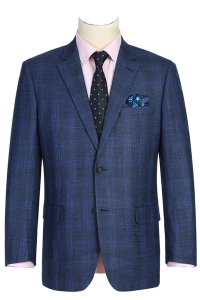 Men's Navy Windowpane Classic Fit Blazer