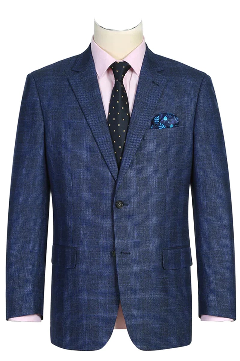 Men's Navy Windowpane Classic Fit Blazer