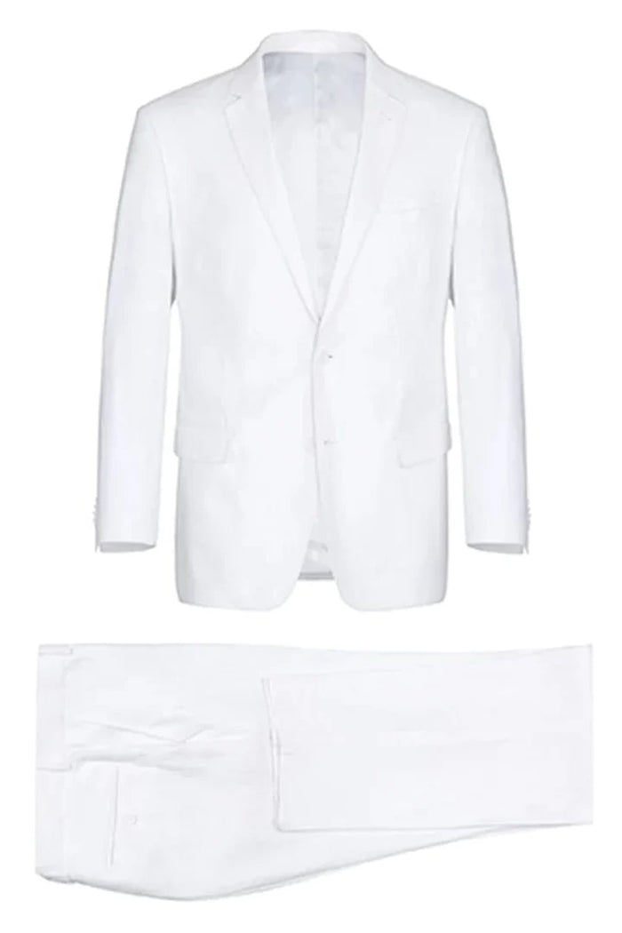Classic White Linen Groom Suit