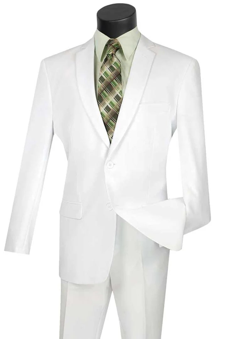 White Slim Fit 2 Button Poplin Suit for Men