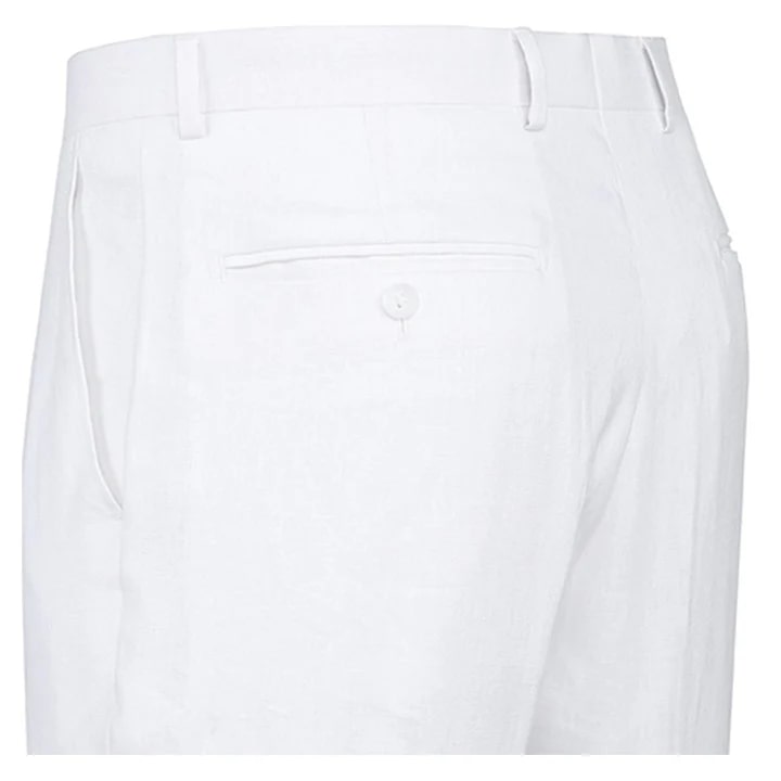 Classic White Linen Groom Suit
