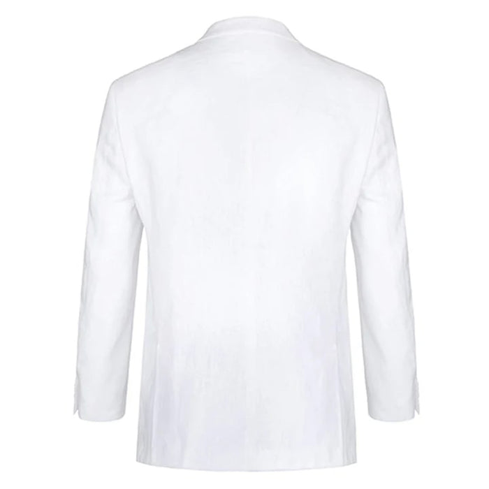 Classic White Linen Groom Suit