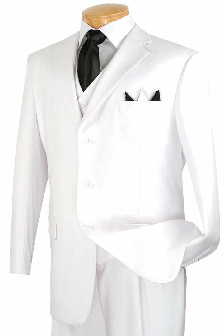Men's White Three-Button Wedding Suit
