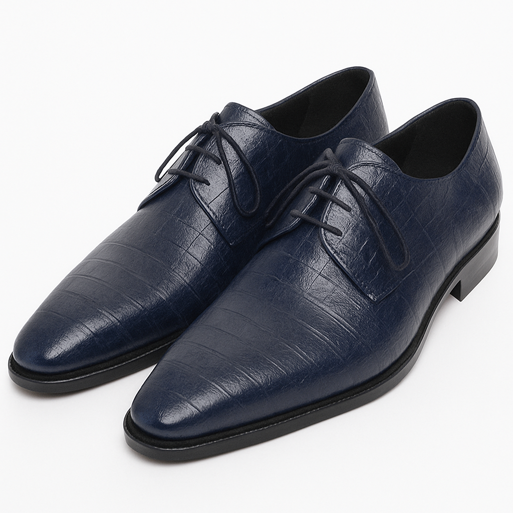 Los Altos Caiman Belly Derby Shoes Faded Navy