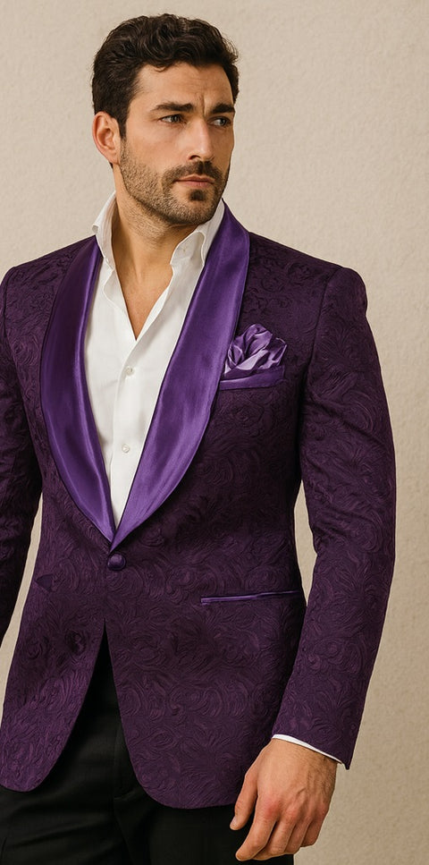 Paisley Blazer - Floral Tuxedo - Wedding Jacket - Midnight Plum
