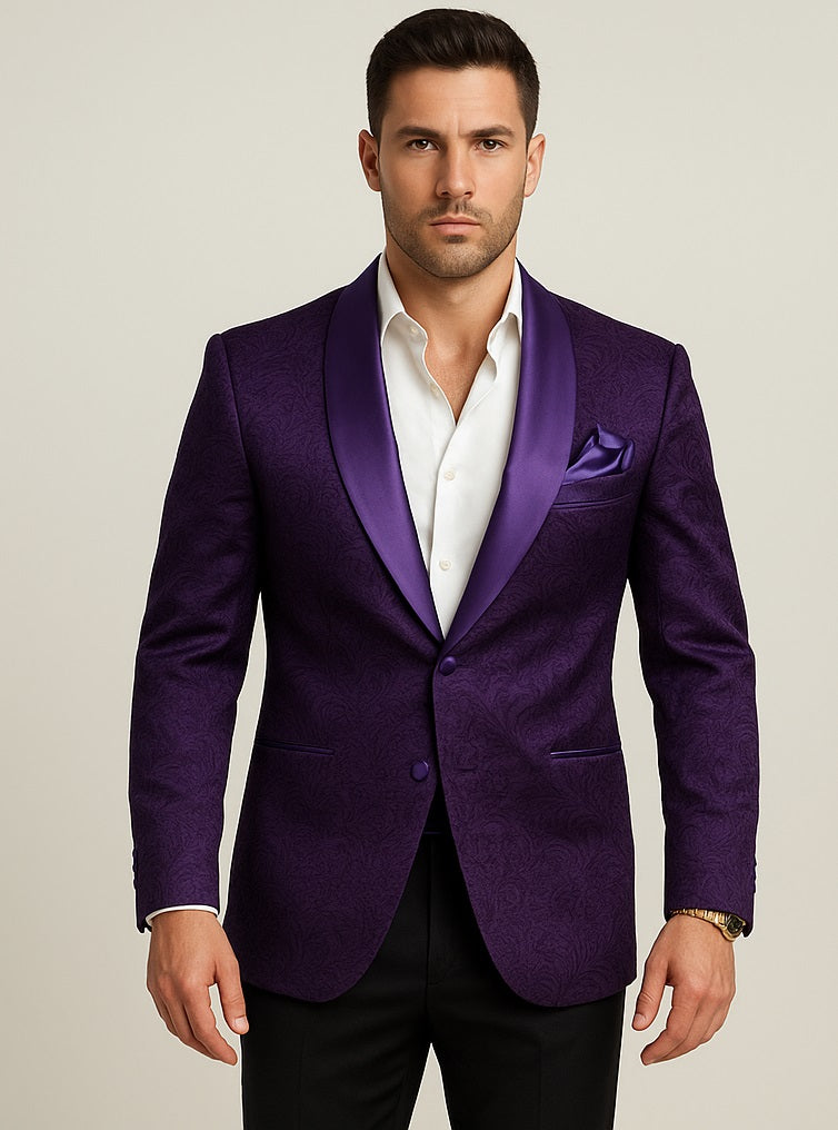 Paisley Blazer - Floral Tuxedo - Wedding Jacket - Midnight Plum