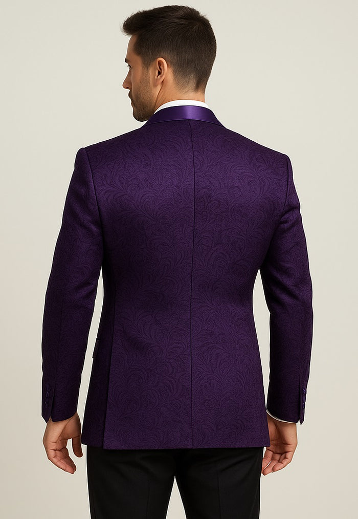 Paisley Blazer - Floral Tuxedo - Wedding Jacket - Midnight Plum