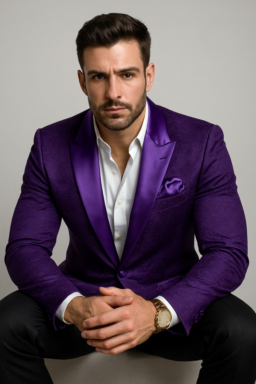 Paisley Blazer - Floral Tuxedo - Wedding Jacket - Midnight Plum