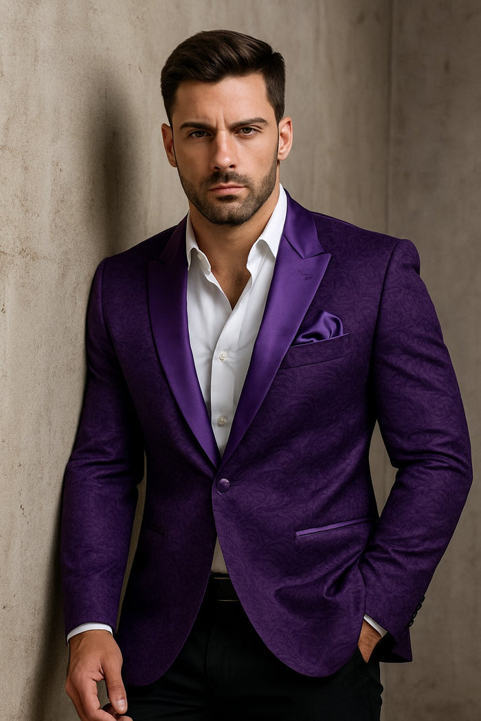 Paisley Blazer - Floral Tuxedo - Wedding Jacket - Midnight Plum