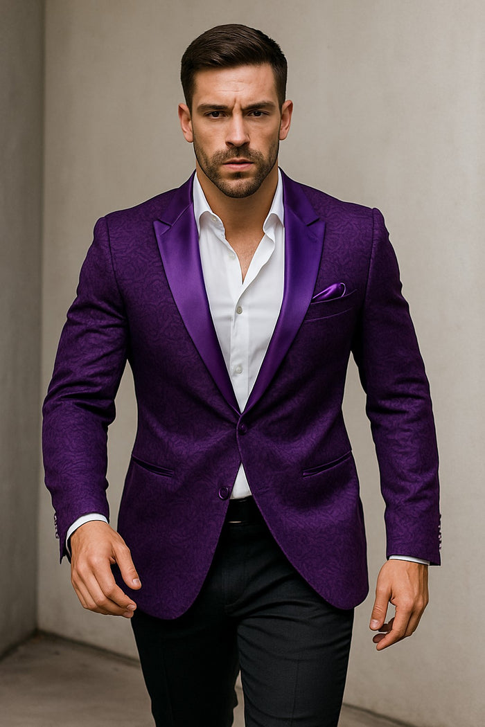 Paisley Blazer - Floral Tuxedo - Wedding Jacket - Midnight Plum