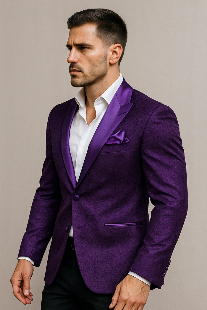 Paisley Blazer - Floral Tuxedo - Wedding Jacket - Midnight Plum
