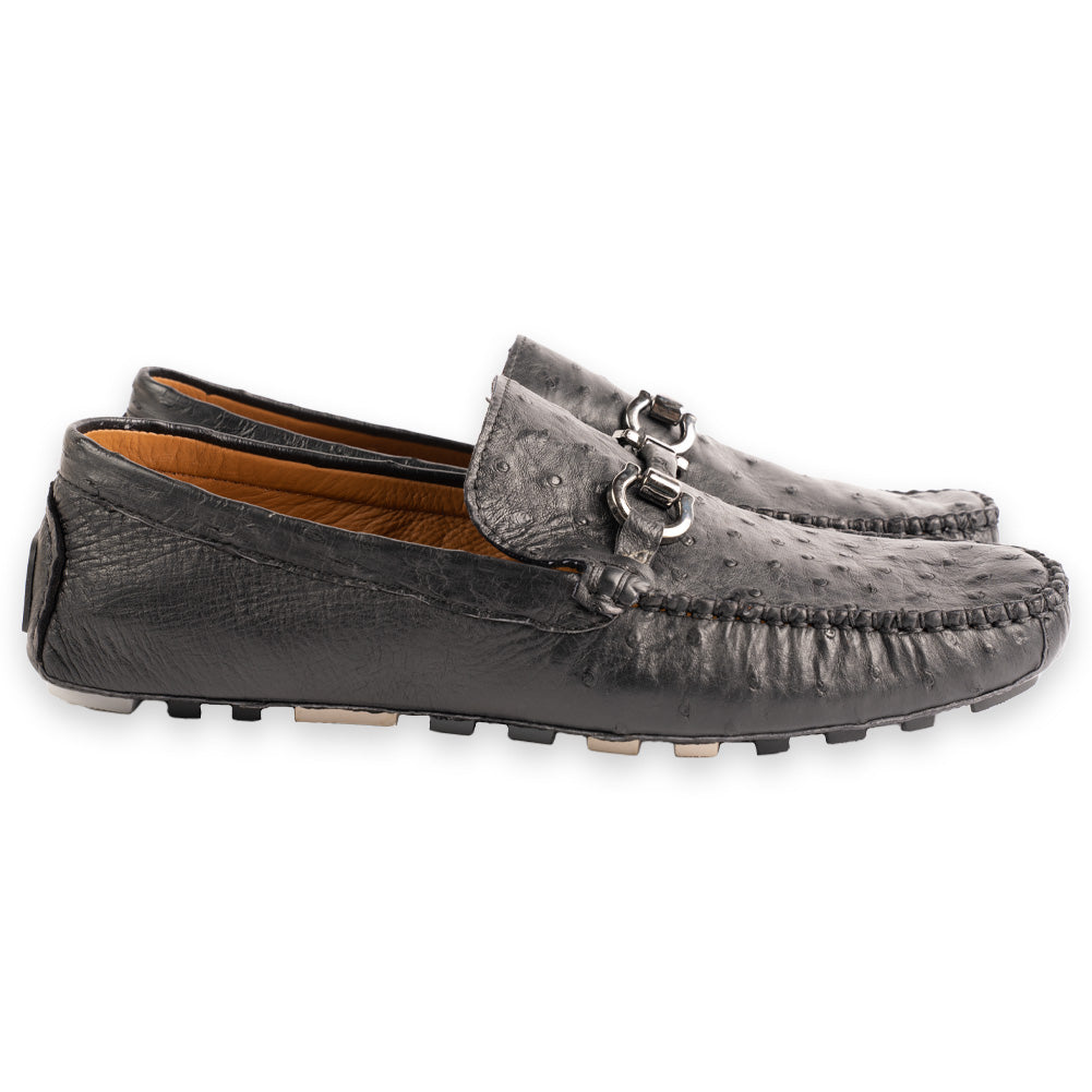 P014 Palm Beach Genuine Ostrich Driver- Black