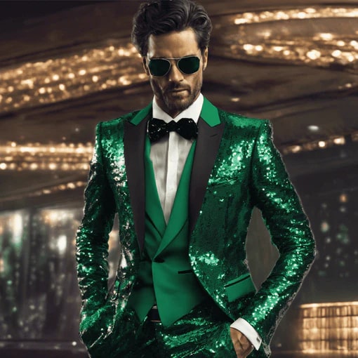 Sequin Tuxedo Suit with Sequin Pants