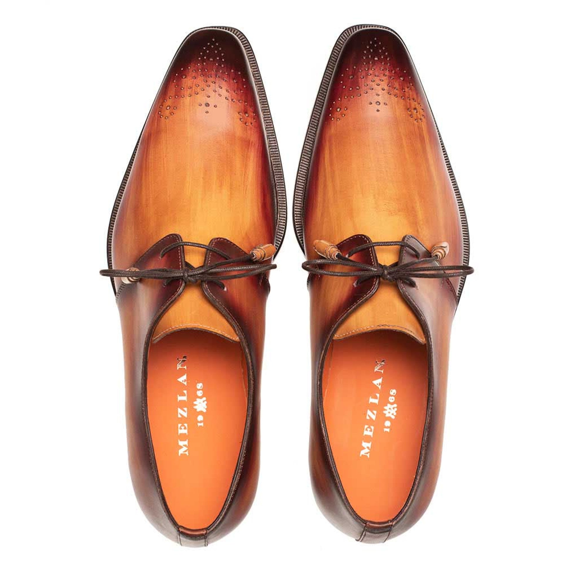 Principe Tan/Rust Patina Leather MenŸ??s Derby Shoes By Mezlan Made In Spain Brand