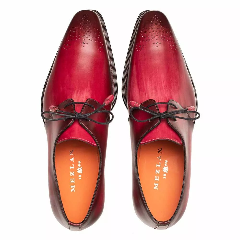 Mezlan Principe Burgundy/Rust Patina Leather MenŸ??s Derby Shoes