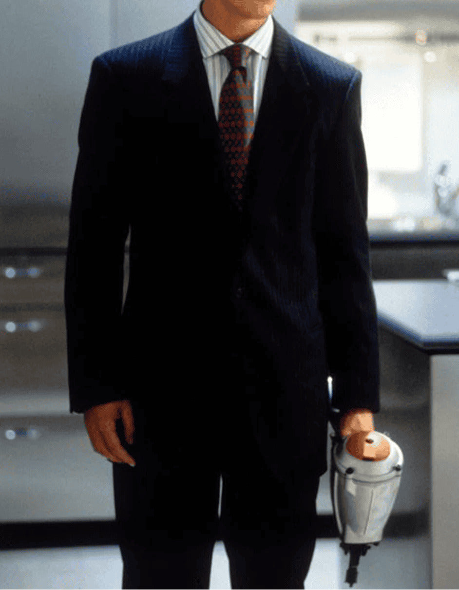 Patrick Bateman American Psycho Black Pinstripe Suit
