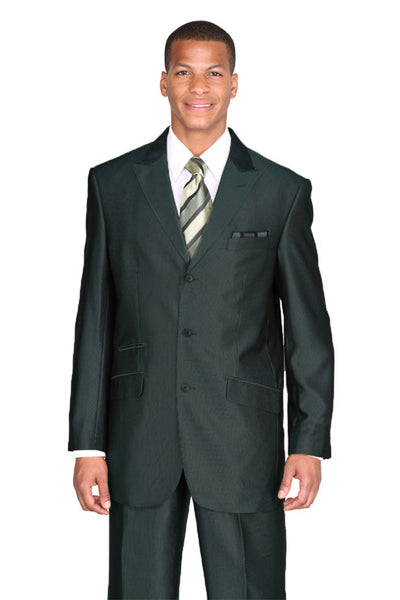 Mens 3 Button Classic Fit Tonal Sharkskin Peak Lapel Suit in Charcoal