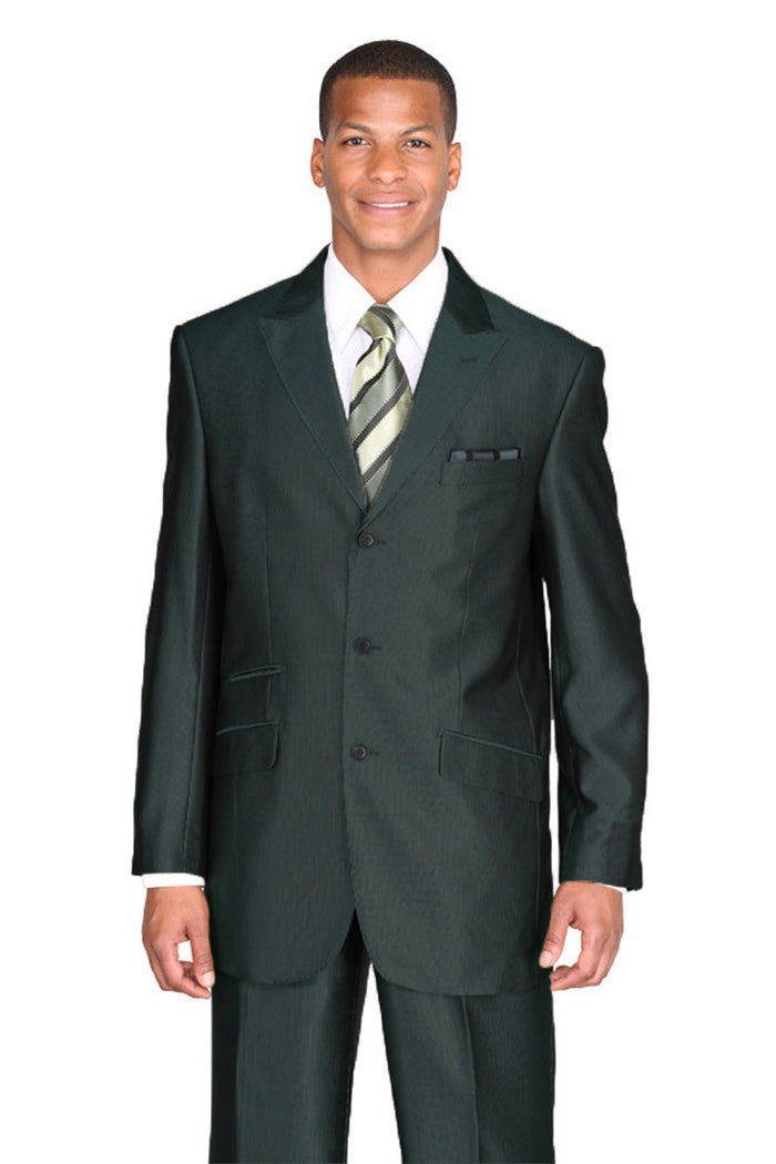 Mens 3 Button Classic Fit Tonal Sharkskin Peak Lapel Suit in Charcoal