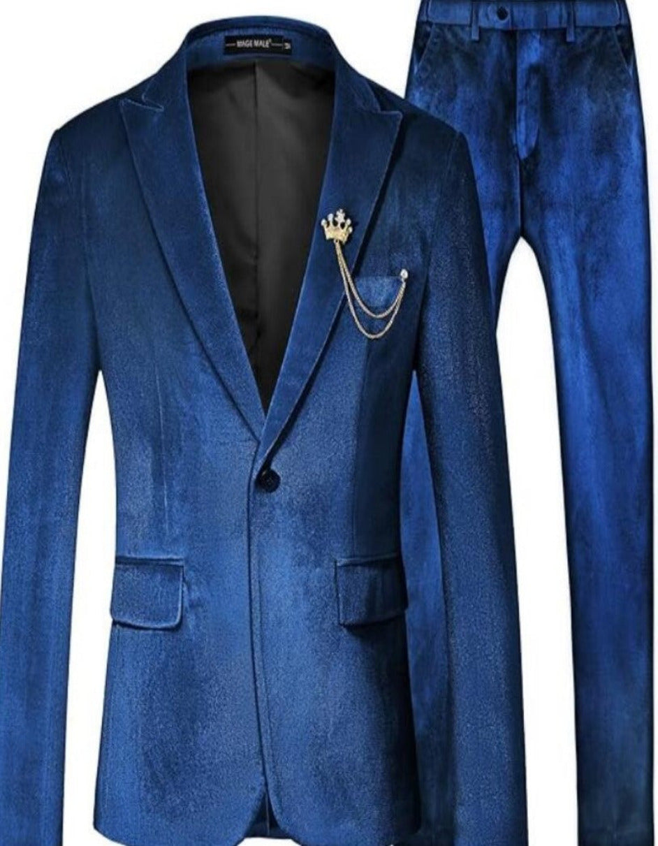 One Button Slim Fit Peak Lapel Suit by Rossiman