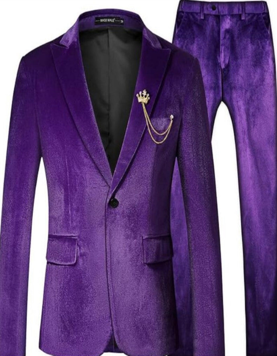 One Button Slim Fit Peak Label Suit by Rossiman