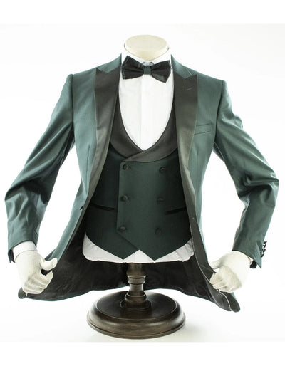 Hunter Green 2 Button Peak Lapel Tuxedo & Vest