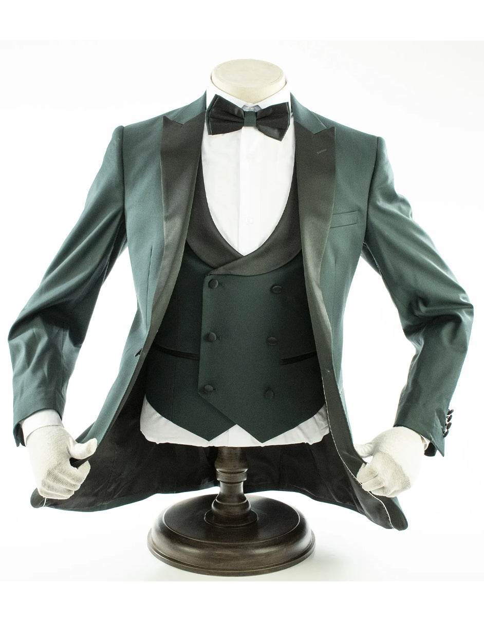 Hunter Green 2 Button Peak Lapel Tuxedo & Vest