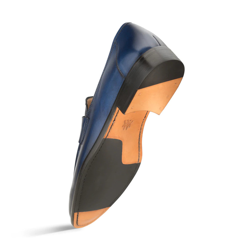 Calfskin Penny Loafer Navy by Mezlan