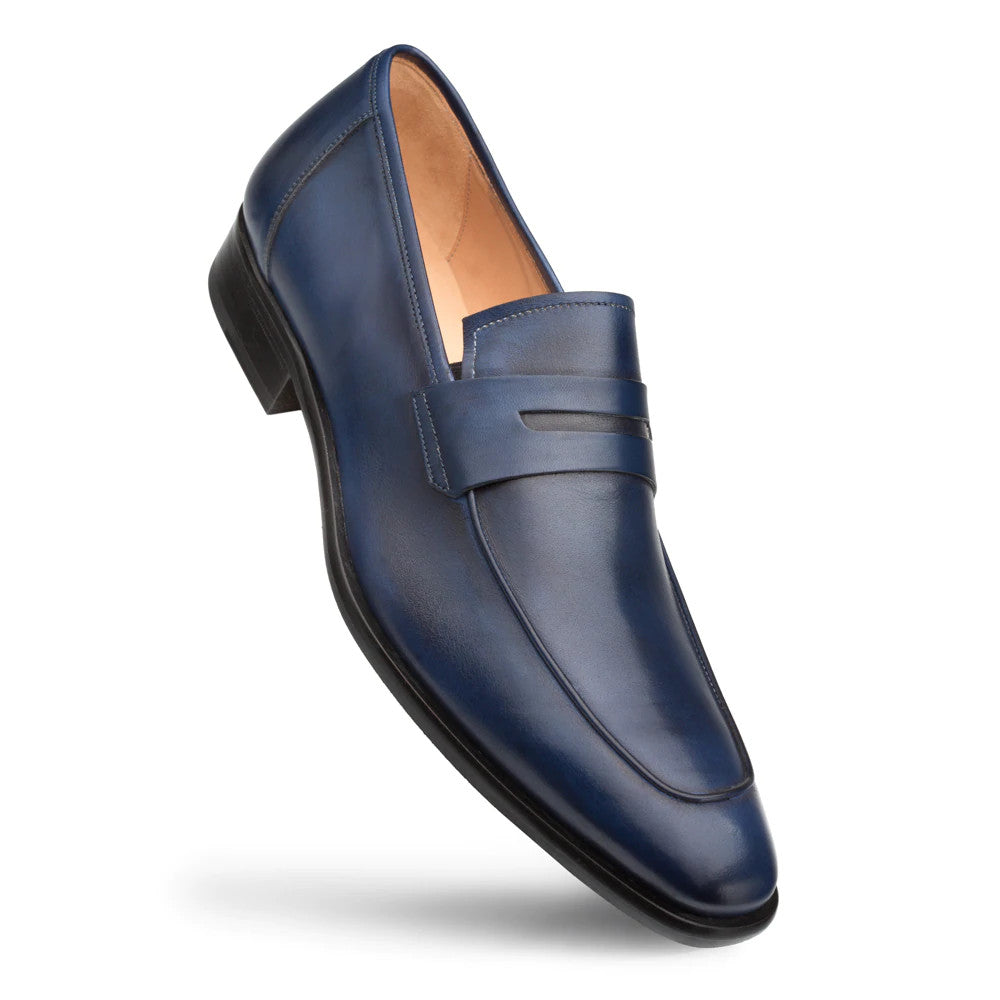 Calfskin Penny Loafer Navy by Mezlan