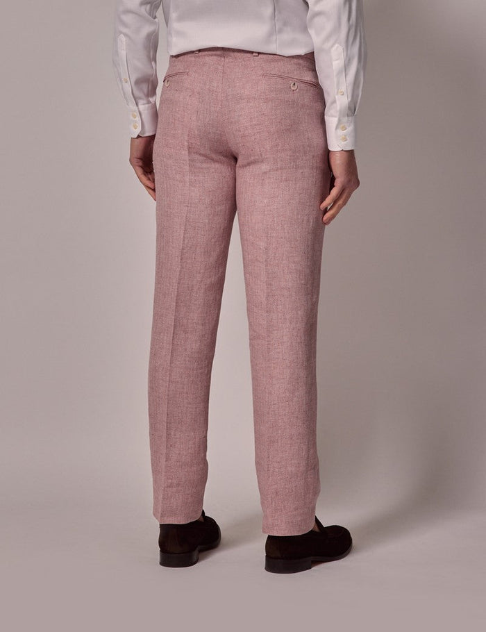 Pink Linen Beach Wedding Suit for Men