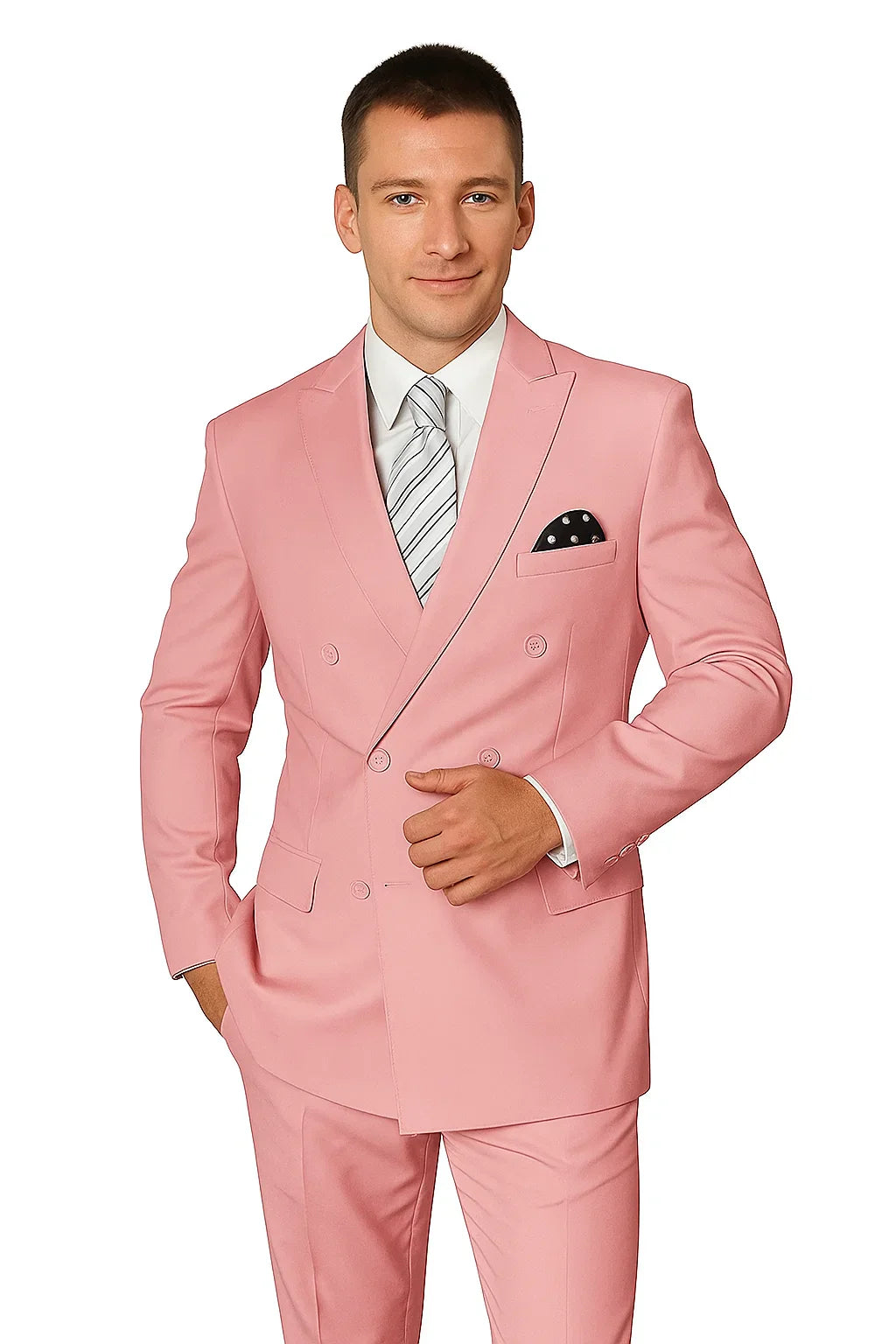 Men’s Double-Breasted Blush Wool Suit