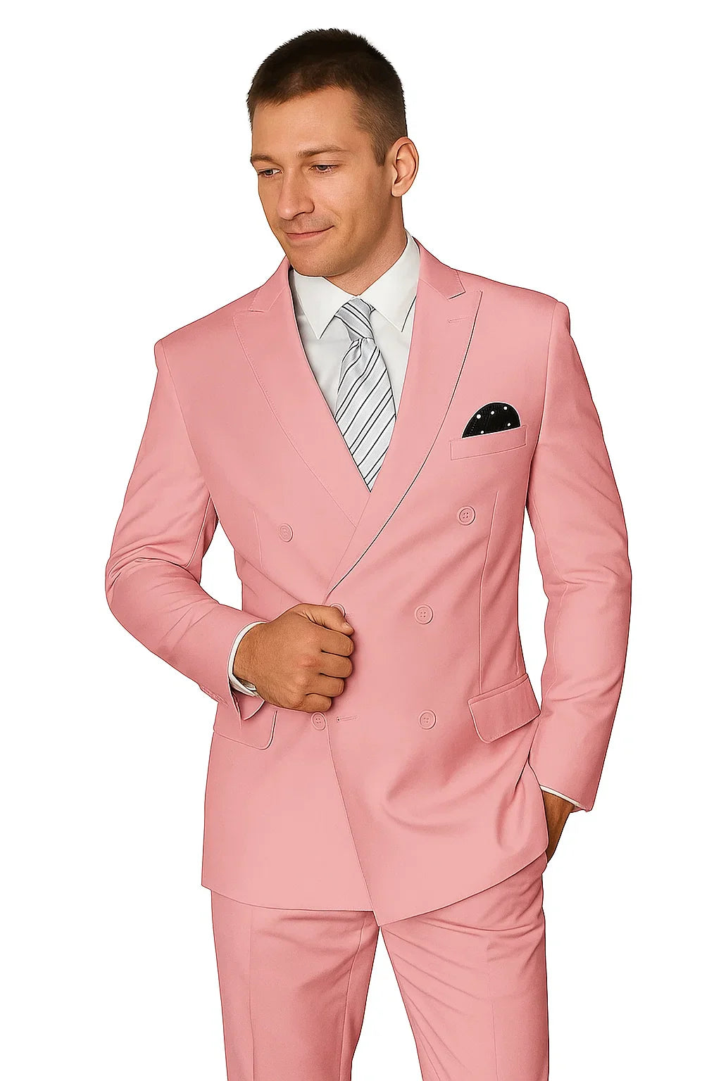 Men’s Double-Breasted Blush Wool Suit
