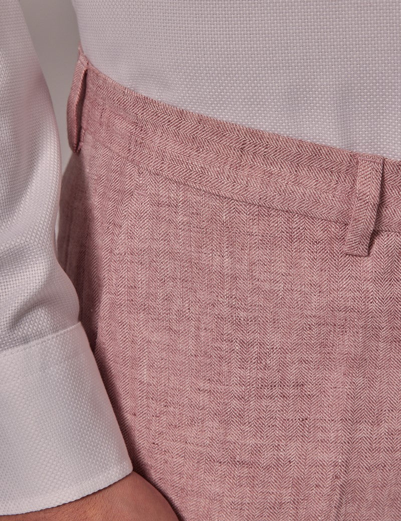 Pink Linen Beach Wedding Suit for Men